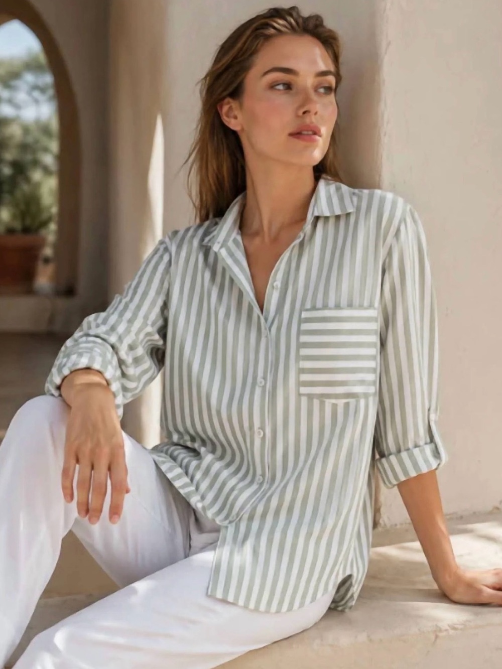 Striped Button-Down Shirt